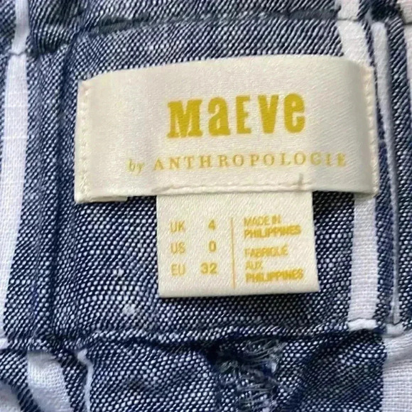 Maeve linen railroad stripe wide leg pocket button fly high waist pants 0 NWT - Picture 4 of 7